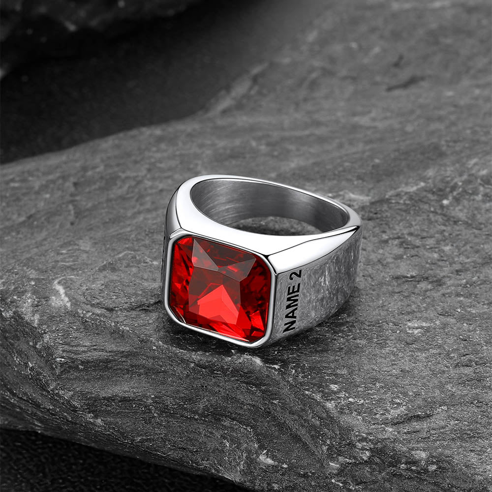 FaithHeart Modern CZ Gemstone Engraved Band Ring for Men FaithHeart