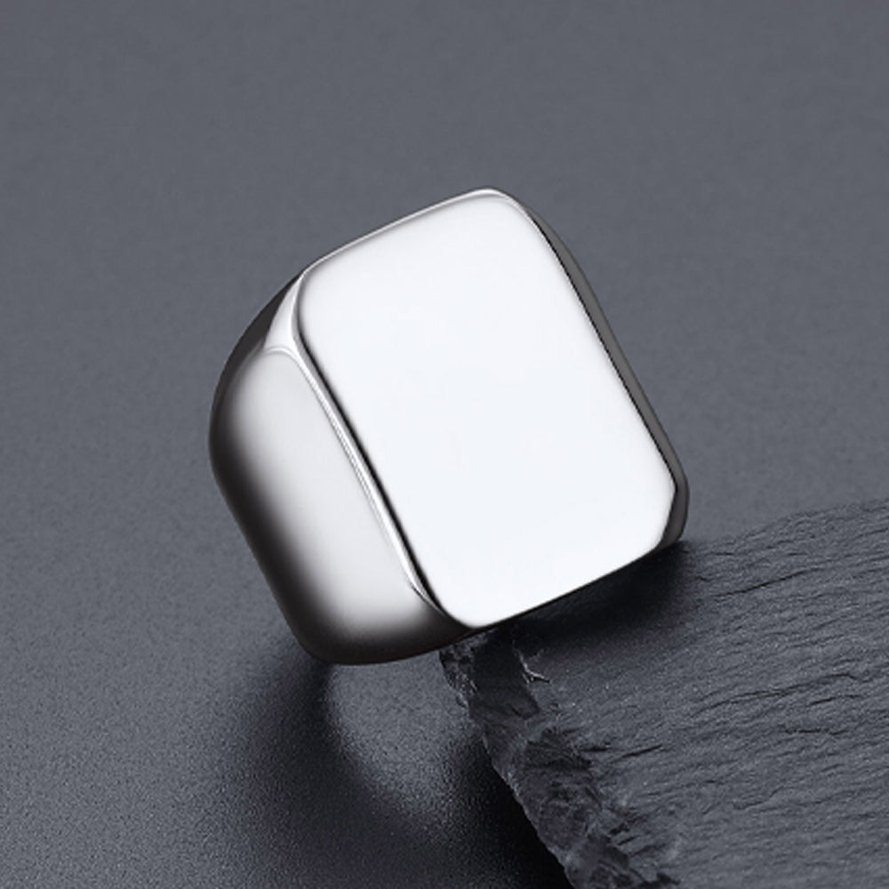 Custom Text Chunky Signet Ring for Men Women