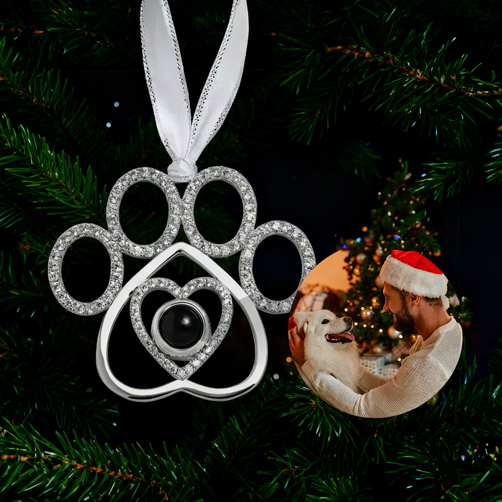 Personalized Pet Photo Projection Cat's Claw Christmas Ornament Decoration