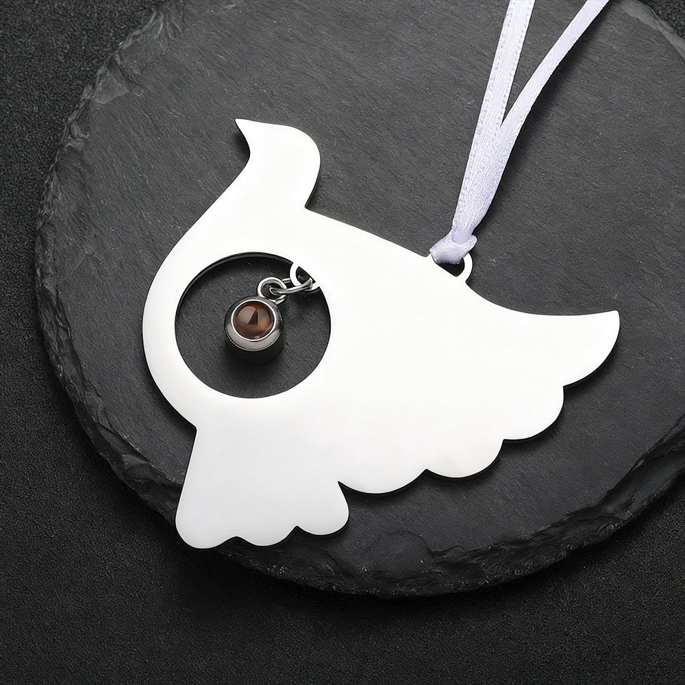 Dove-shaped projection Christmas ornament with photo customization