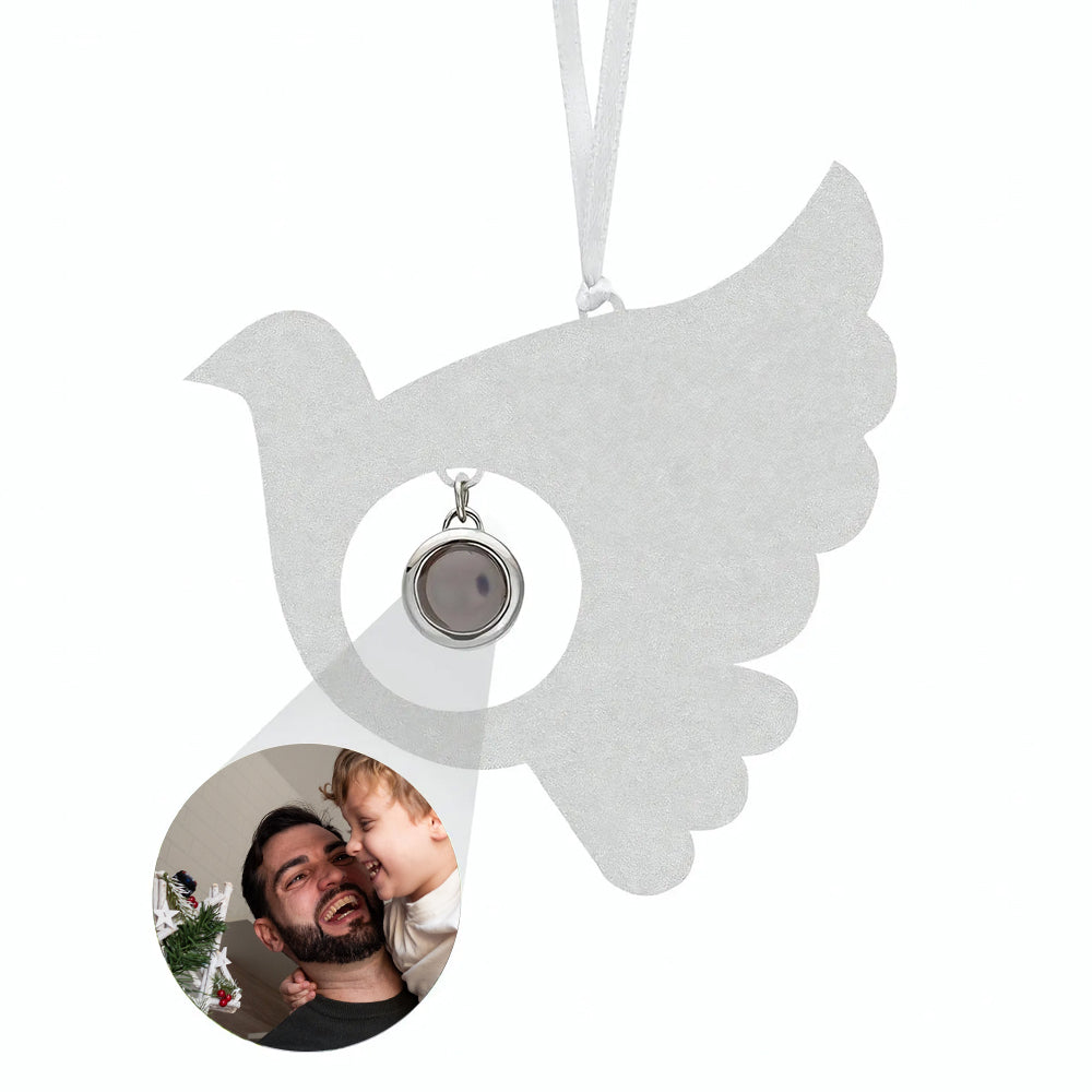 Personalized bird projection hanging ornament with custom photo