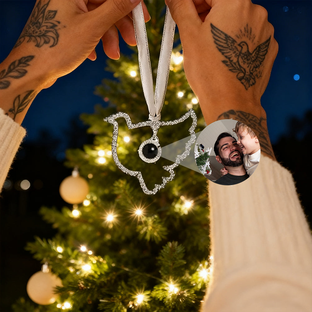 Custom bird pendant ornament projecting photo for Christmas tree