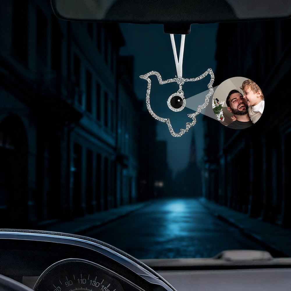 Close-up of personalized bird projection Christmas decoration