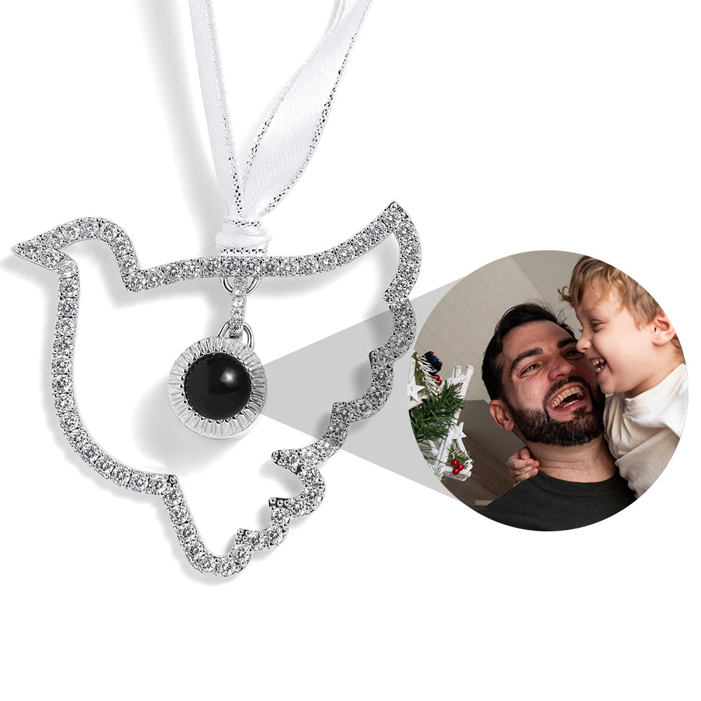 Personalized Christmas projection ornament with custom photo inside