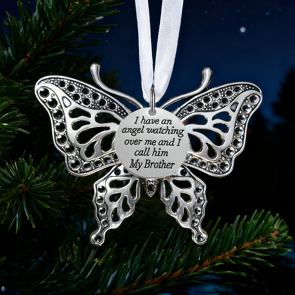 Memorial Butterfly Christmas Ornament for Brother – Elegant Tree Decoration Keepsake