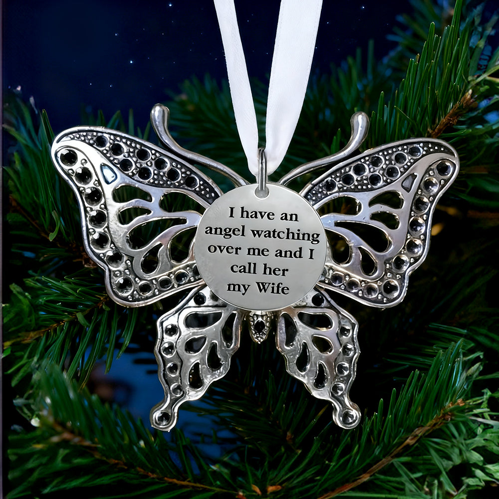Memorial Butterfly Christmas Ornament for Wife – Elegant Tree Decoration Keepsake