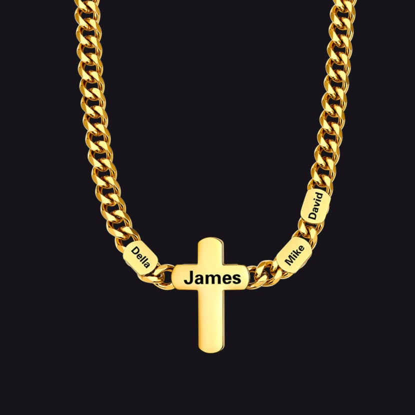 Gold Plated 3-Name Personalized Steel Chain Jewelry