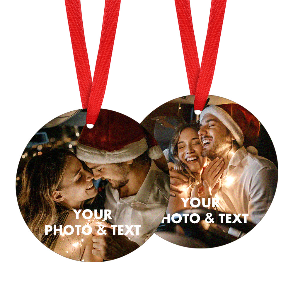 custom photo text Christmas ornament on tree-77mm-Circle
