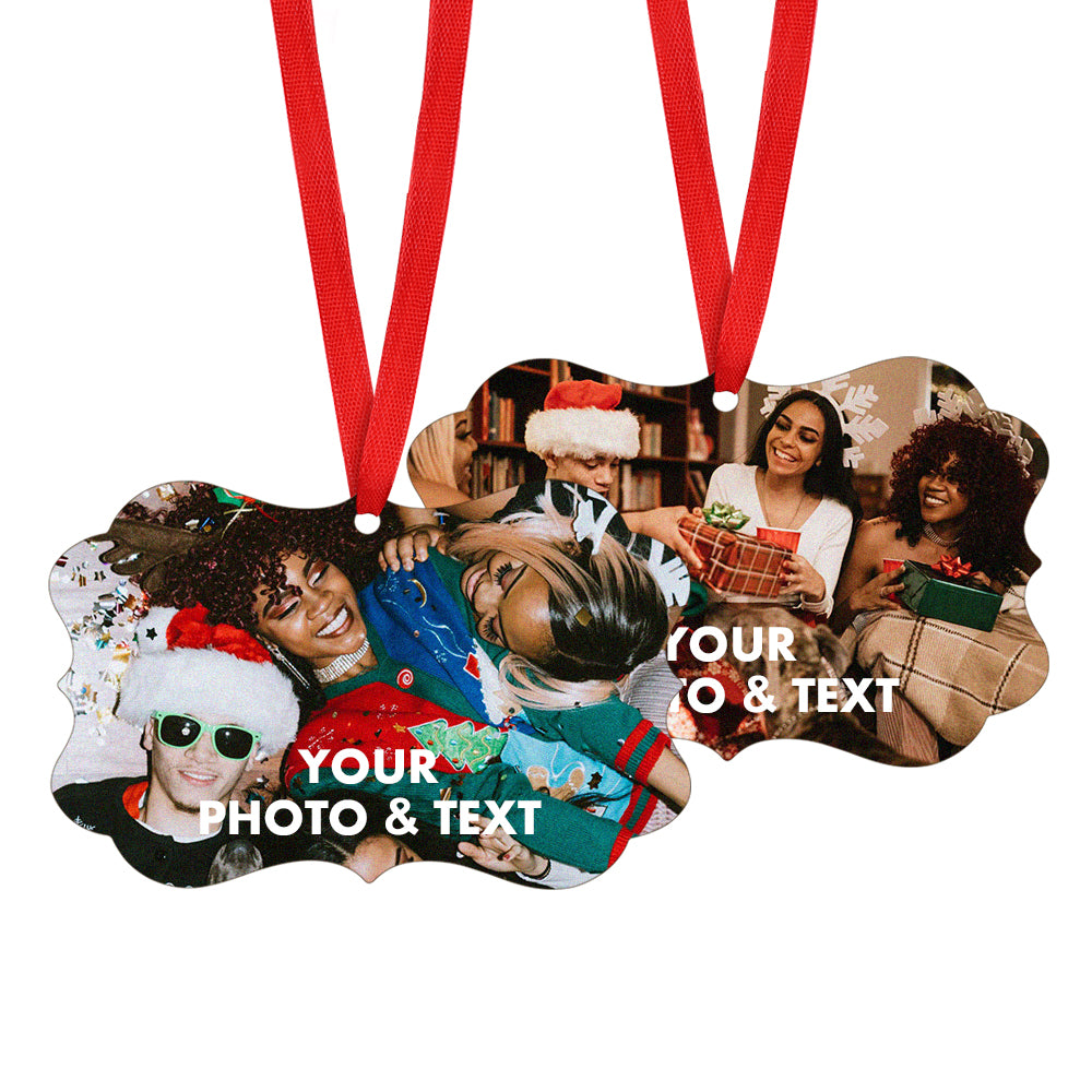 custom photo text Christmas ornament on tree