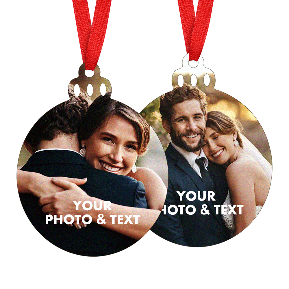 custom photo text Christmas ornament on tree