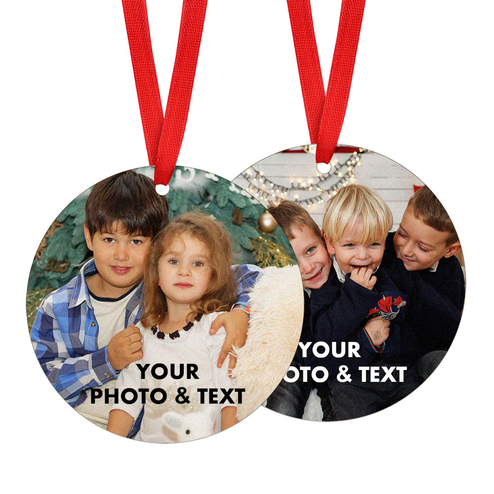 custom photo text Christmas ornament on tree