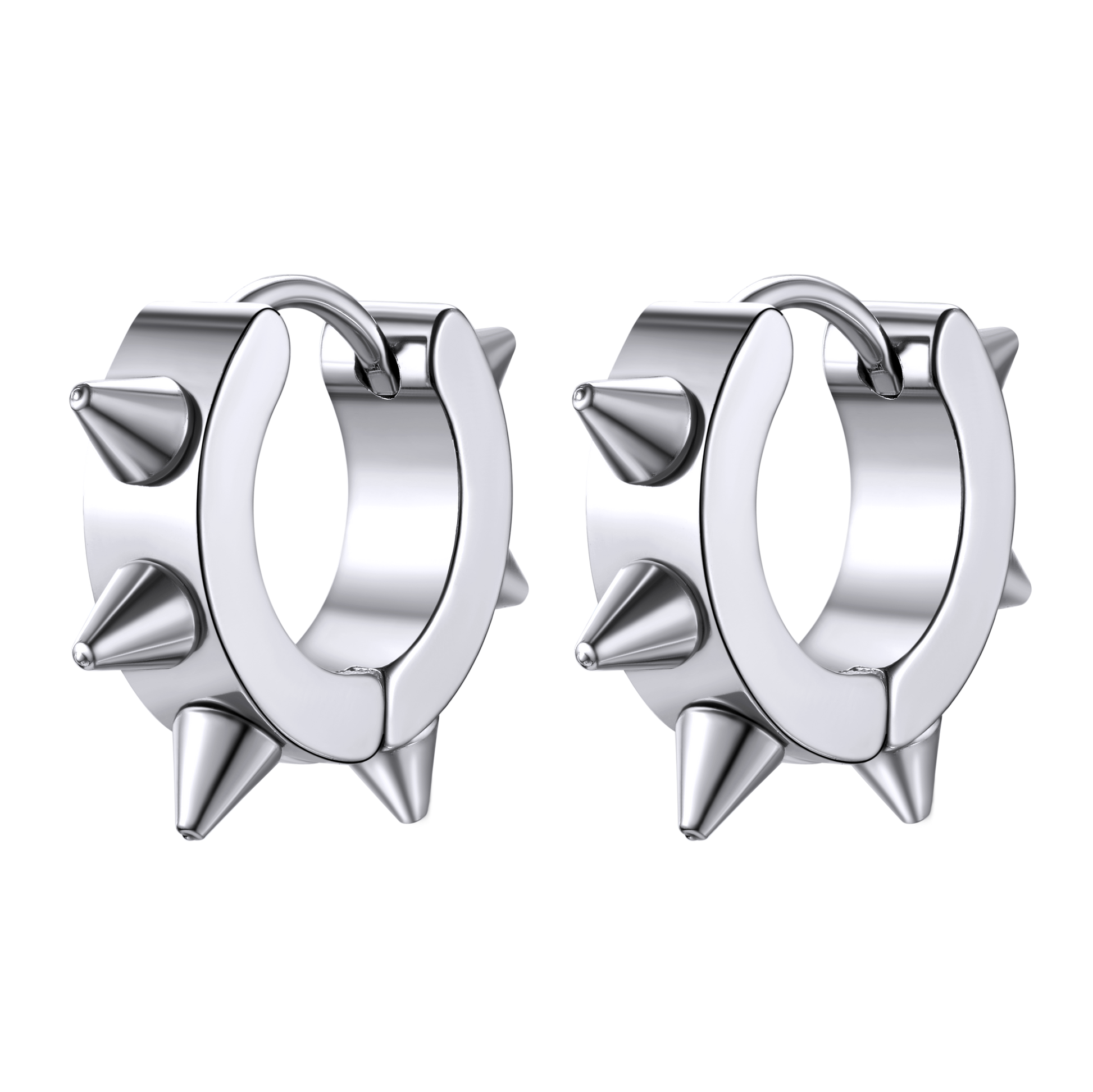 Punk spike huggie hoop earrings for men and women