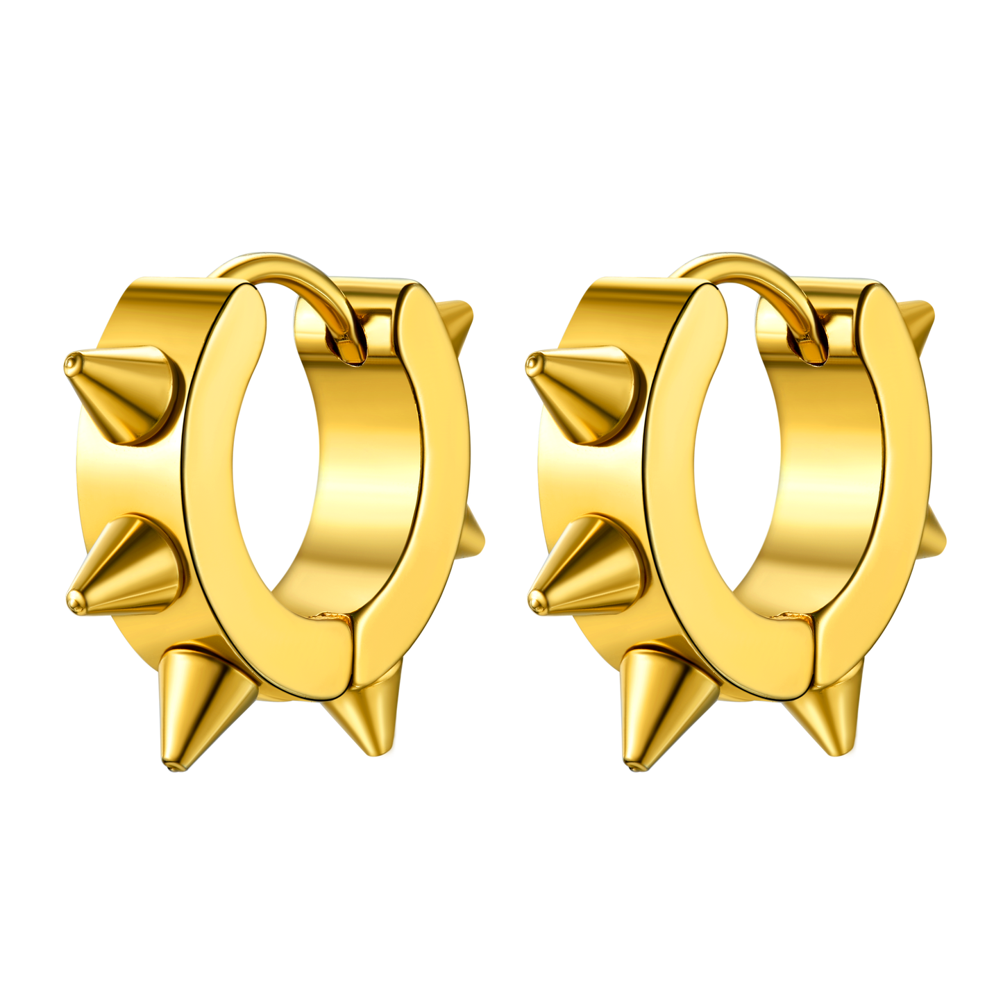Gold Punk Spike Hoop Earrings