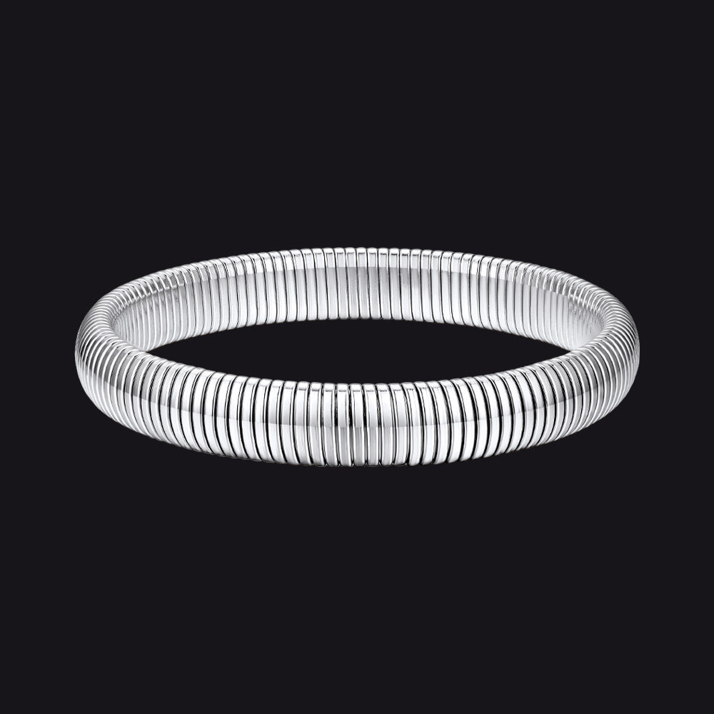 10mm Steel Stainless Steel Stretch Chain Bangle Bracelet for Women and Men