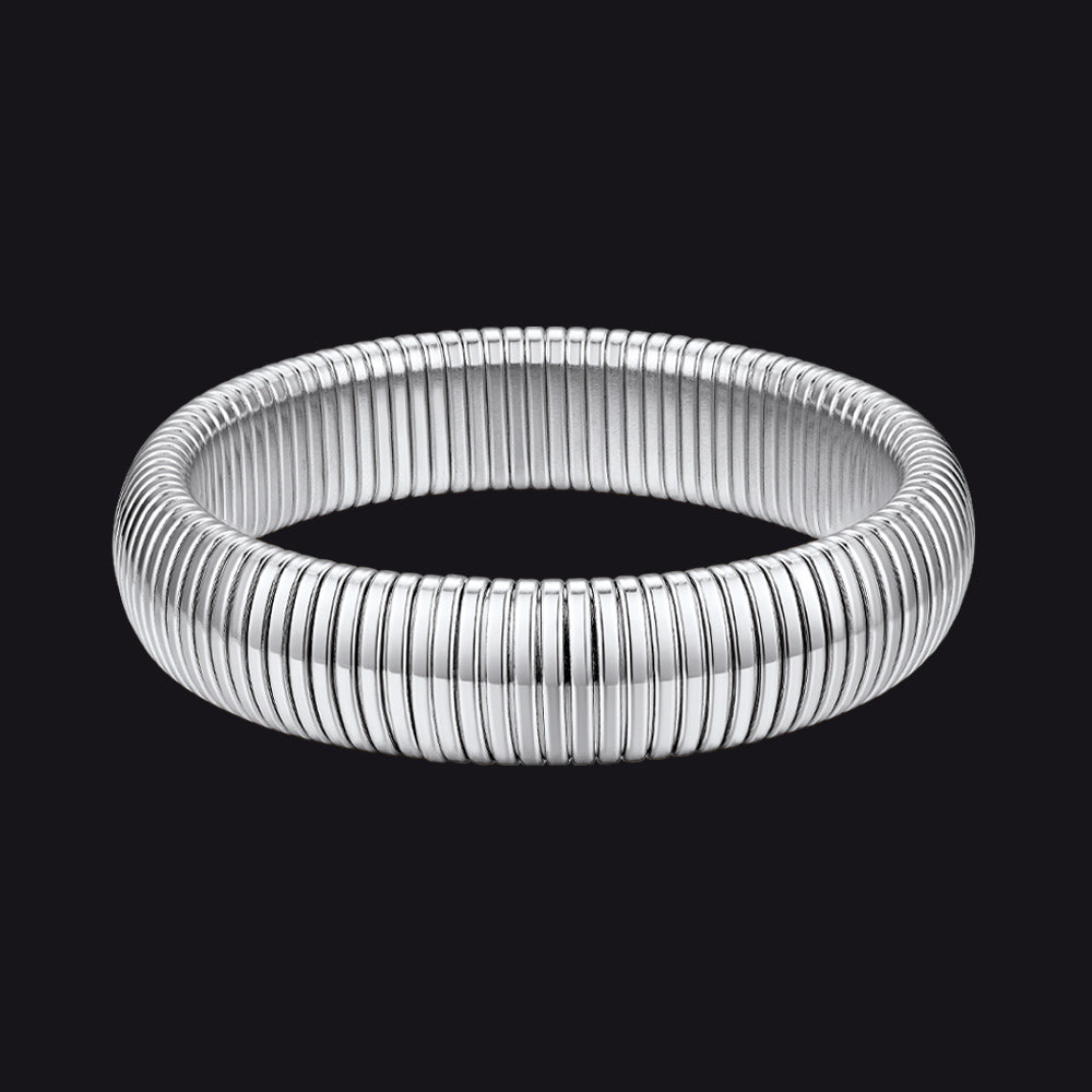 16mm Steel Stainless Steel Stretch Chain Bangle Bracelet for Women and Men