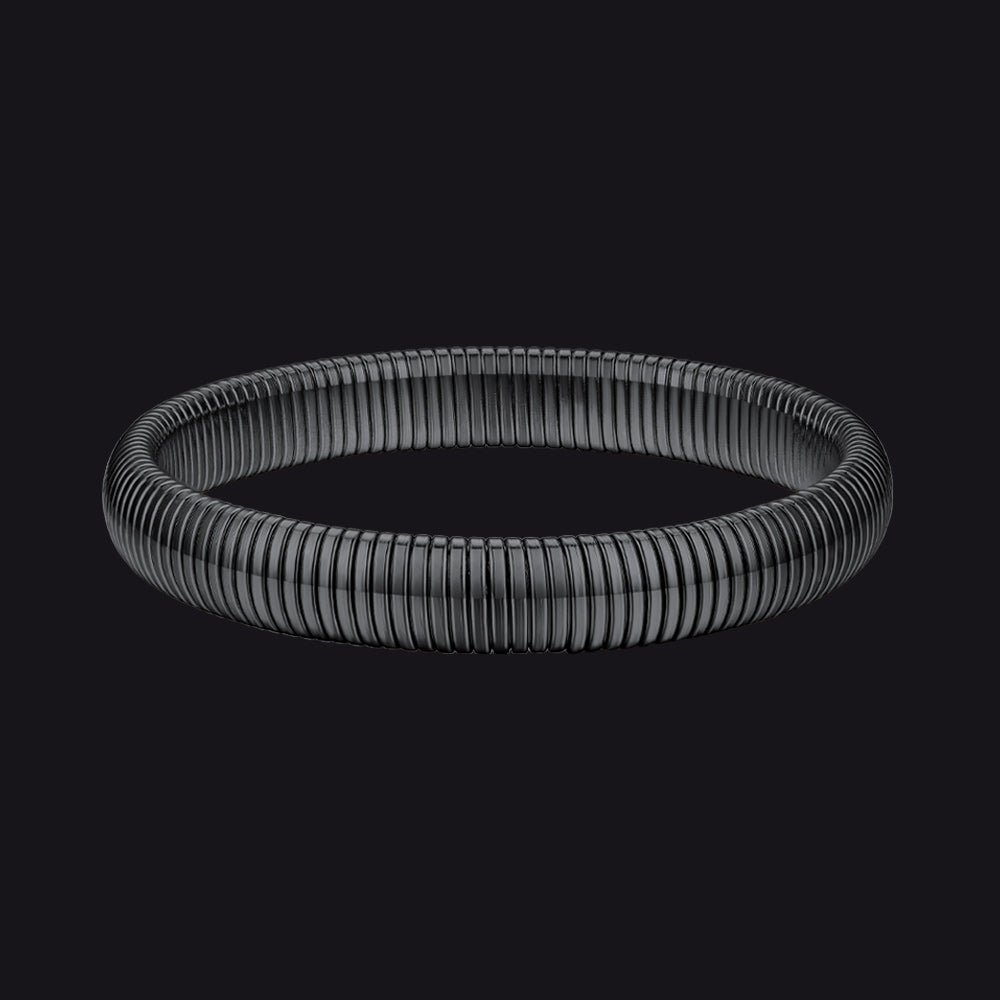 10mm Black Stainless Steel Stretch Chain Bangle Bracelet for Women and Men