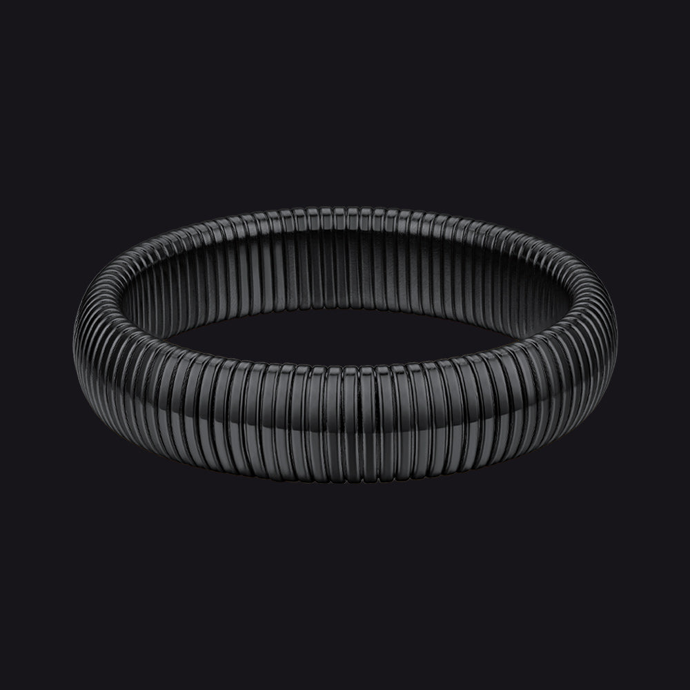 16mm Black Stainless Steel Stretch Chain Bangle Bracelet for Women and Men