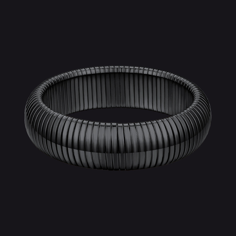 20mm Black Stainless Steel Stretch Chain Bangle Bracelet for Women and Men