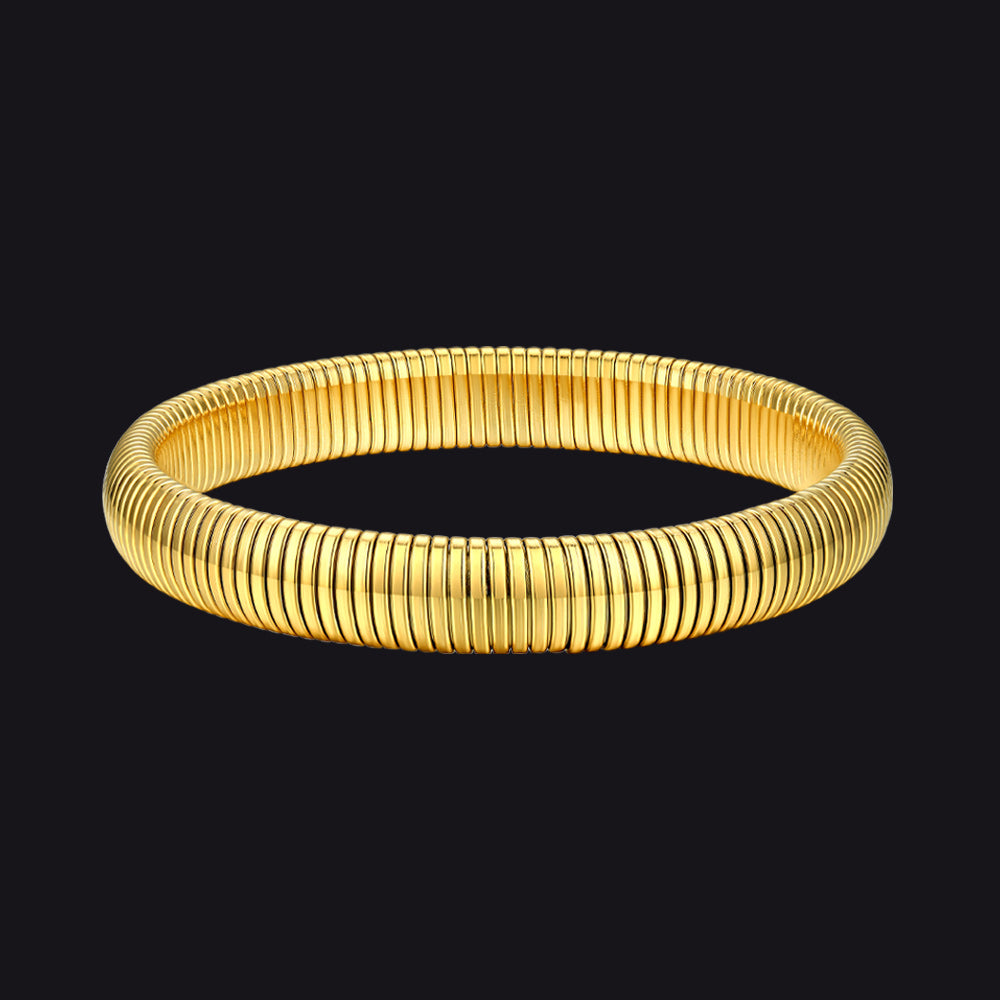 10mm Gold Stainless Steel Stretch Chain Bangle Bracelet for Women and Men