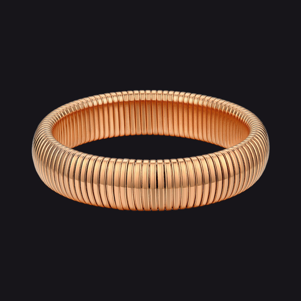 16mm Rose Gold Stainless Steel Stretch Chain Bangle Bracelet for Women and Men