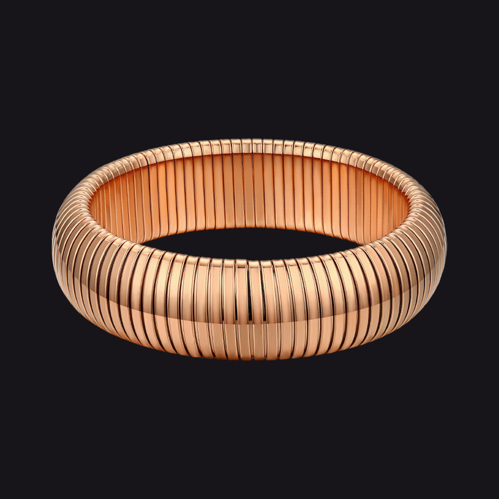 20mm Rose Gold Stainless Steel Stretch Chain Bangle Bracelet for Women and Men