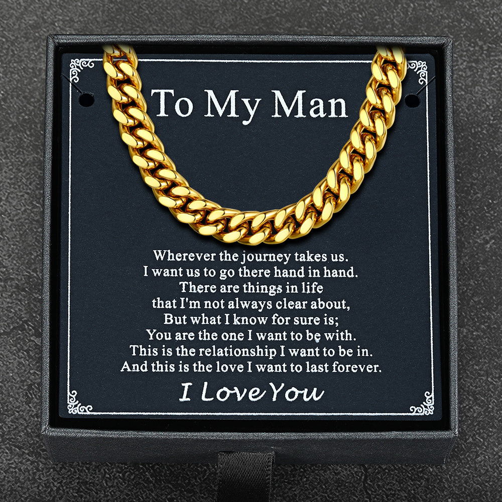 Miami Cuban Link Chain Necklace with Gift Box & Personalized Card for Men