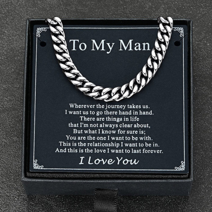 To My Men Miami Cuban Link Chain Necklace with message card