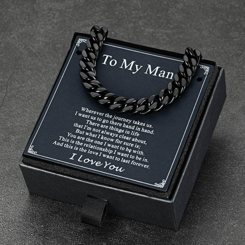 Miami Cuban Link Chain Necklace with Gift Box & Personalized Card for Men