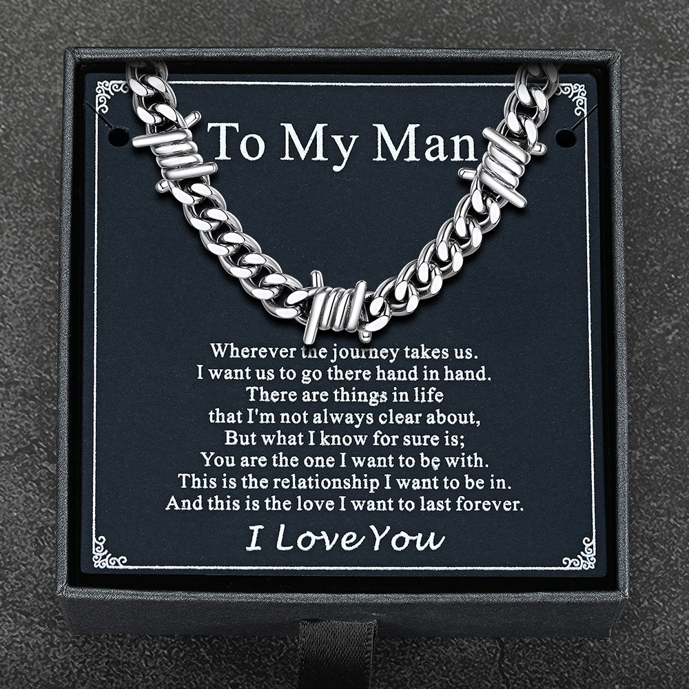 To My Men Barbed Wire Cuban Chain Choker Necklace Gift for Him FaithHeart Jewelry