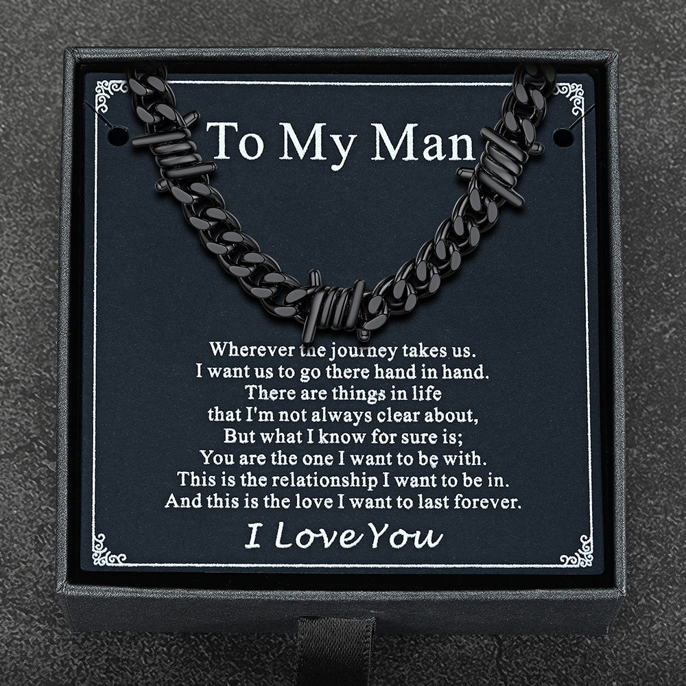 To My Men Barbed Wire Cuban Chain Choker Necklace Gift for Him FaithHeart Jewelry