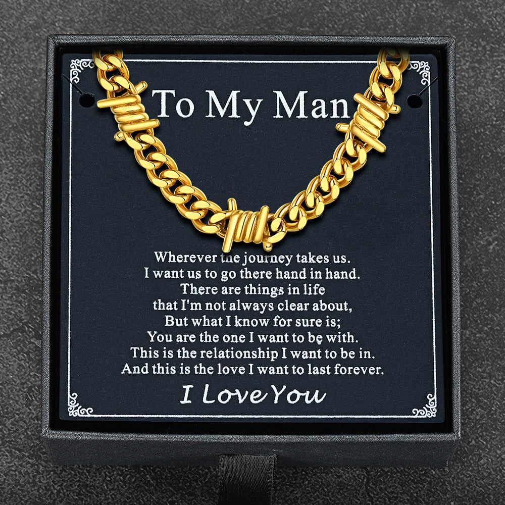 To My Men Barbed Wire Cuban Chain Choker Necklace Gift for Him FaithHeart Jewelry