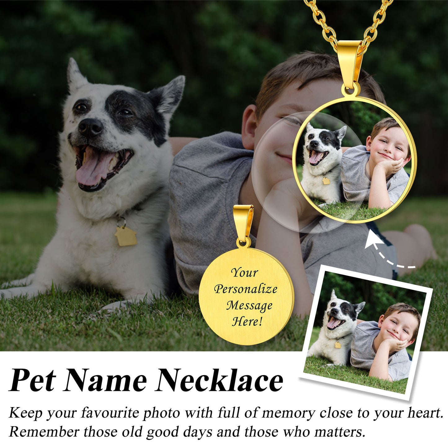 Customized Memorial Pet Picture Necklace for Women Men