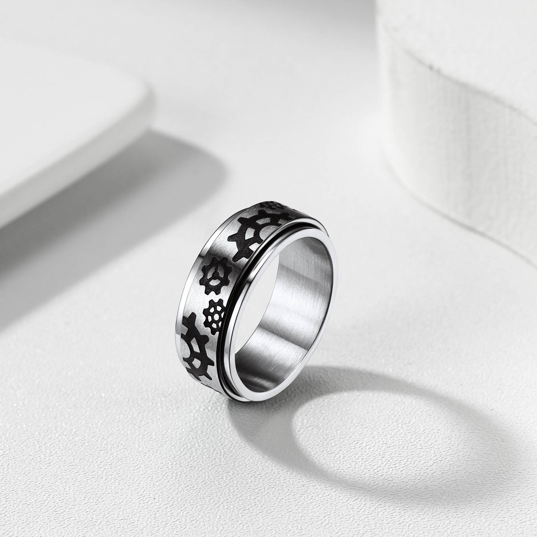 8mm Rotatable Star Moon, Sun Turning Ring