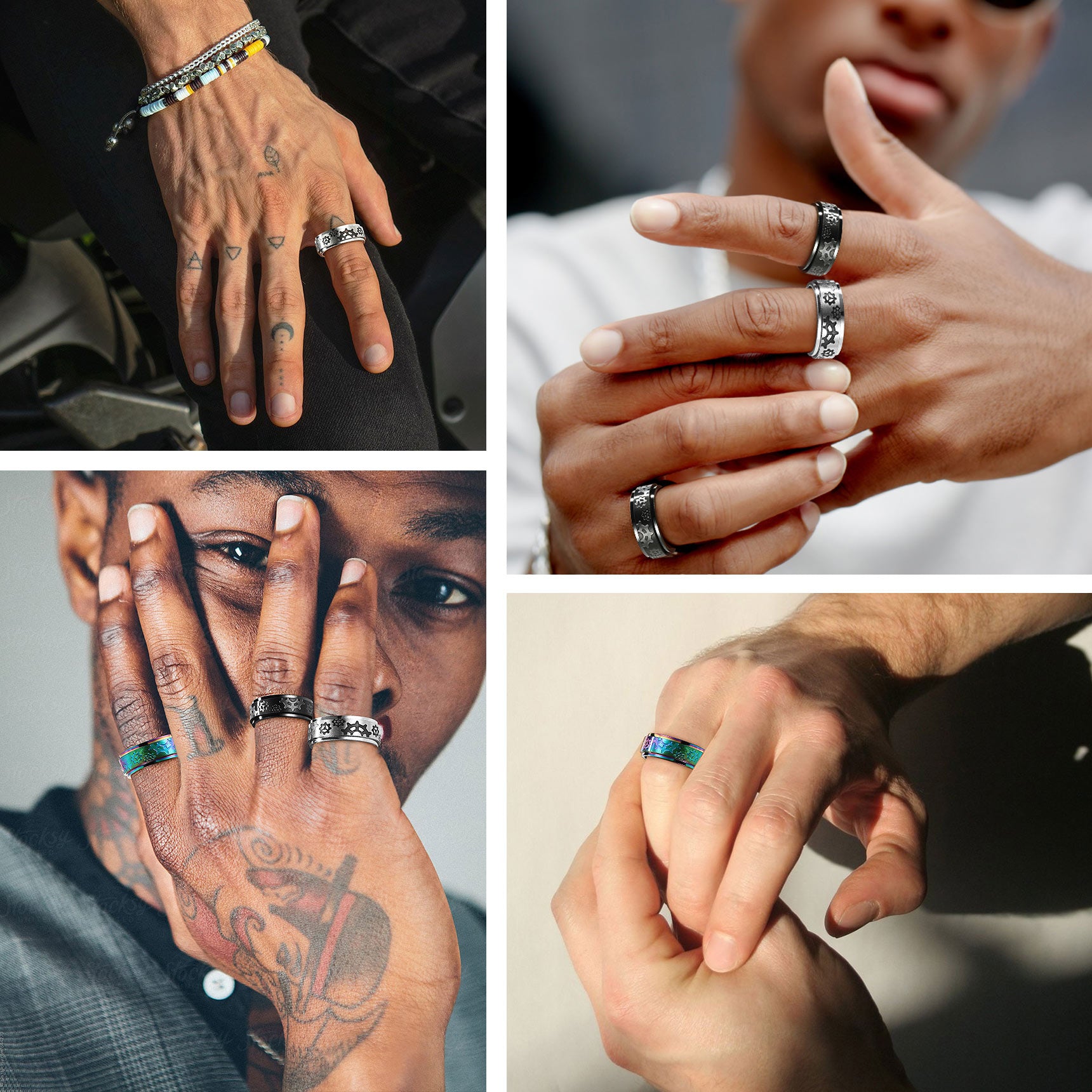 Rotatable Star Moon, Sun Turning Ring