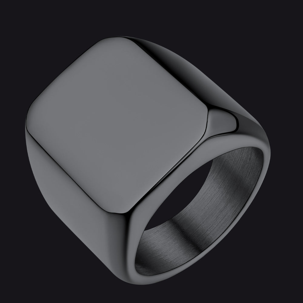 Custom Text Chunky Signet Ring for Men Women