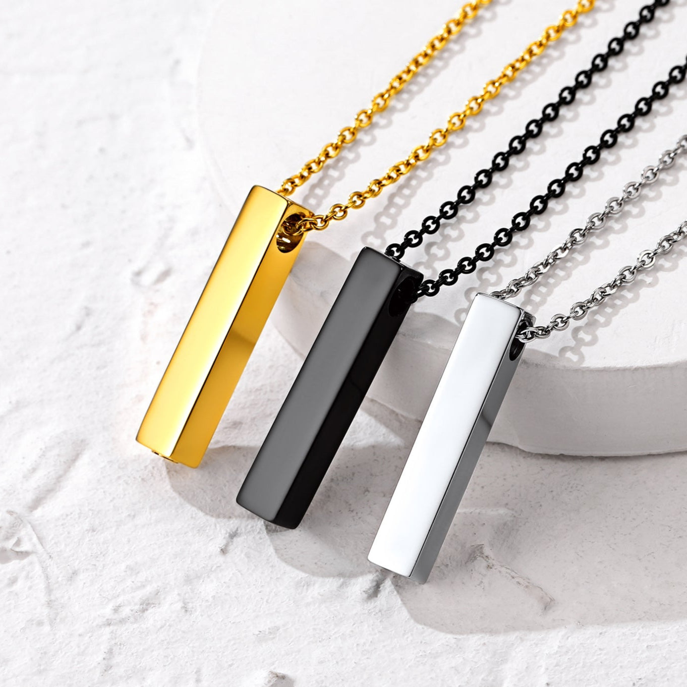 Engraved Bar Urn Ashes Necklace Memorial Keepsakes Pendant