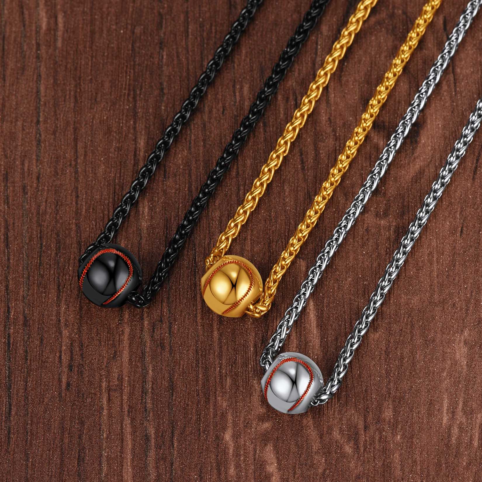 Trendy 3D Baseball Pendant Sport Necklace for Men Women FaithHeart