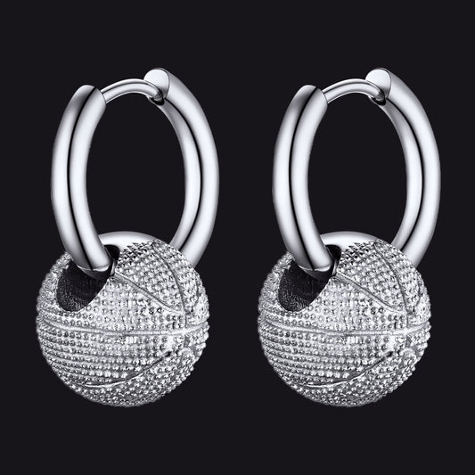 FaithHeart Basketball Dangle Hoop Earrings for Men Women FaithHeart