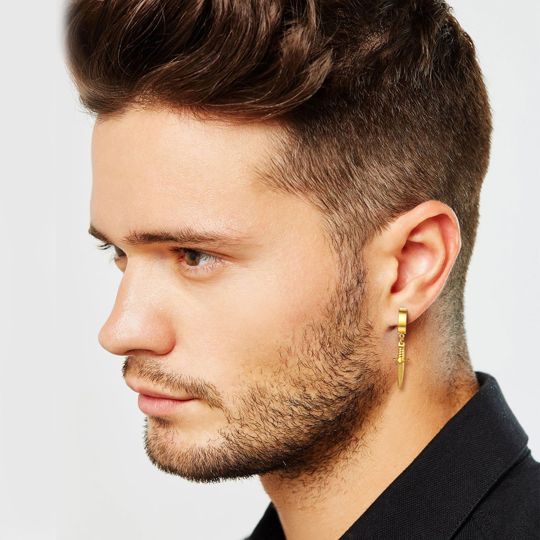 Battle Axe Dagger Punk Dangle Hoop Earring For Men FaithHeart Jewelry