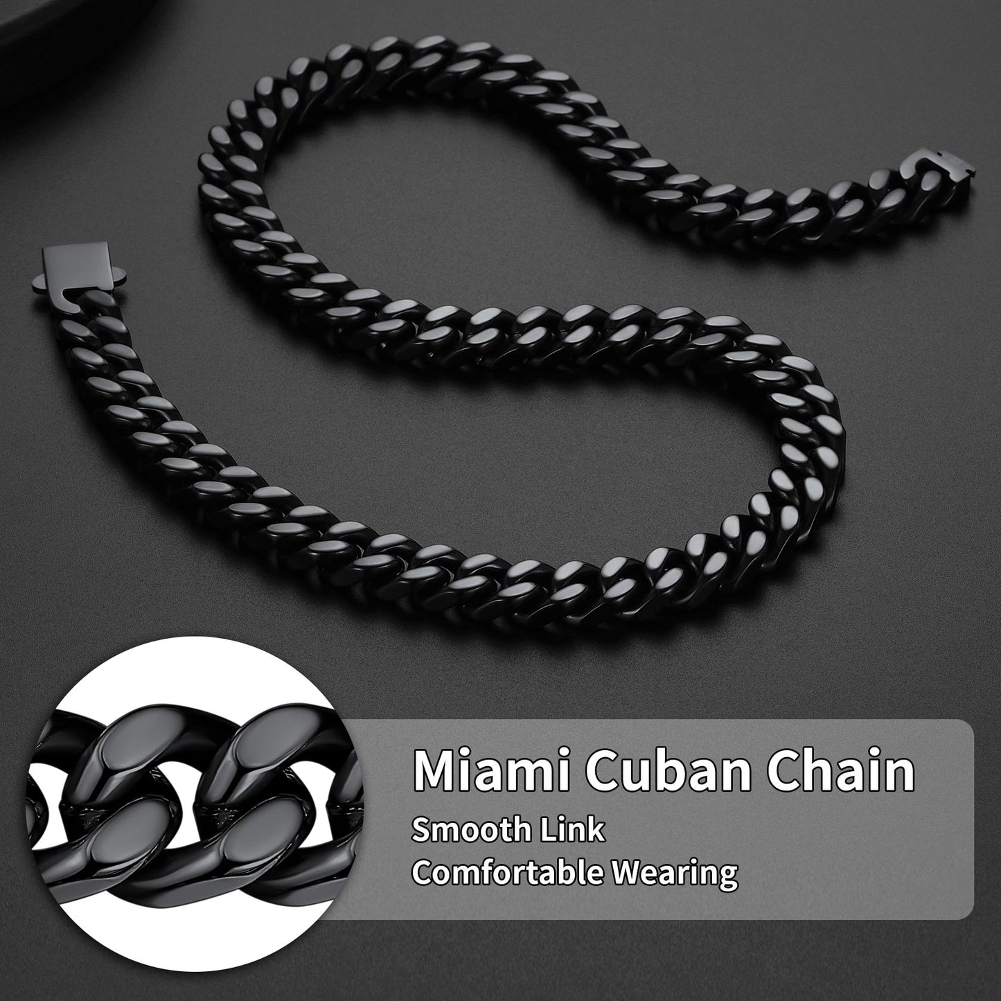 Miami Cuban Link Chain Necklace with Gift Box & Personalized Card for Men Husband FaithHeart Jewelry
