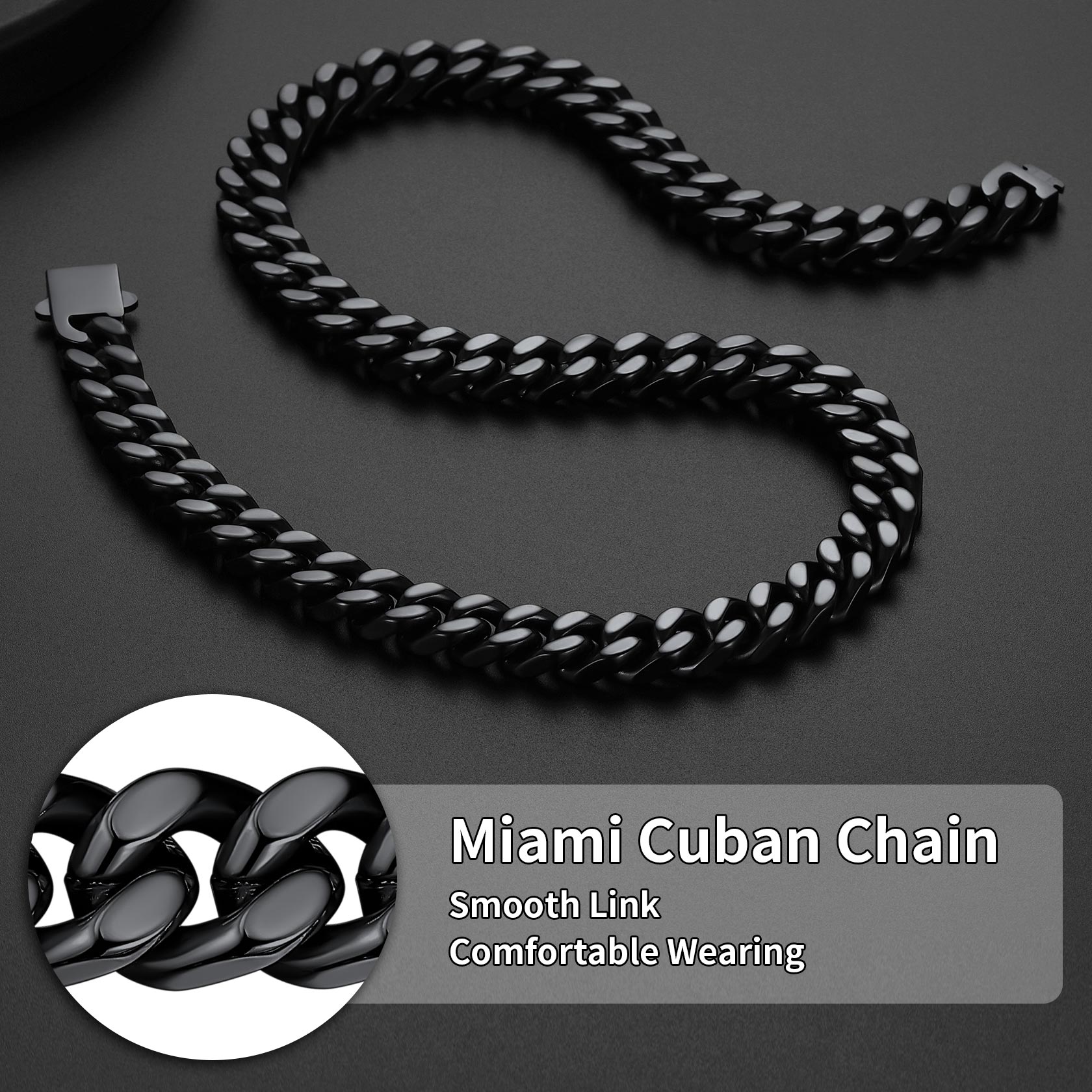 Miami Cuban Link Chain Necklace with Gift Box & Personalized Card for Men Husband FaithHeart Jewelry