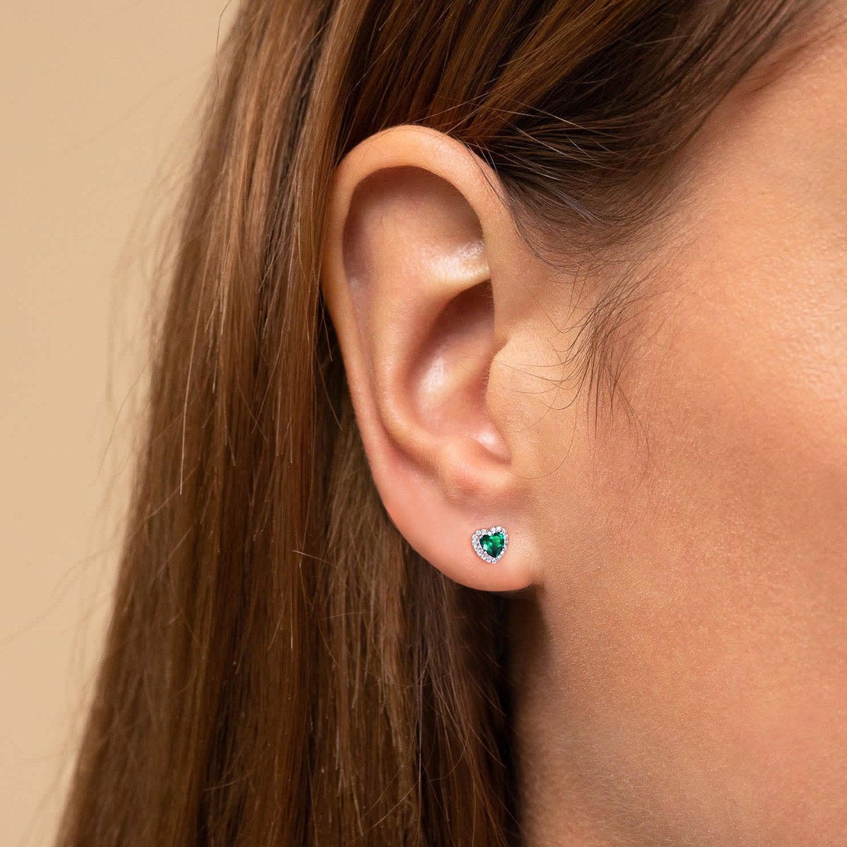 Sterling Silver Birthstone Cubic Zirconia Heart Halo Stud Earrings for Men Women