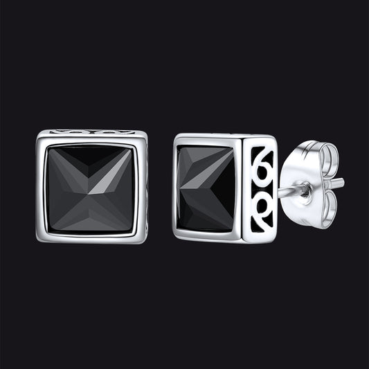 Celtic Knot Black Cubic Zirconia Stud Earrings for Menimg