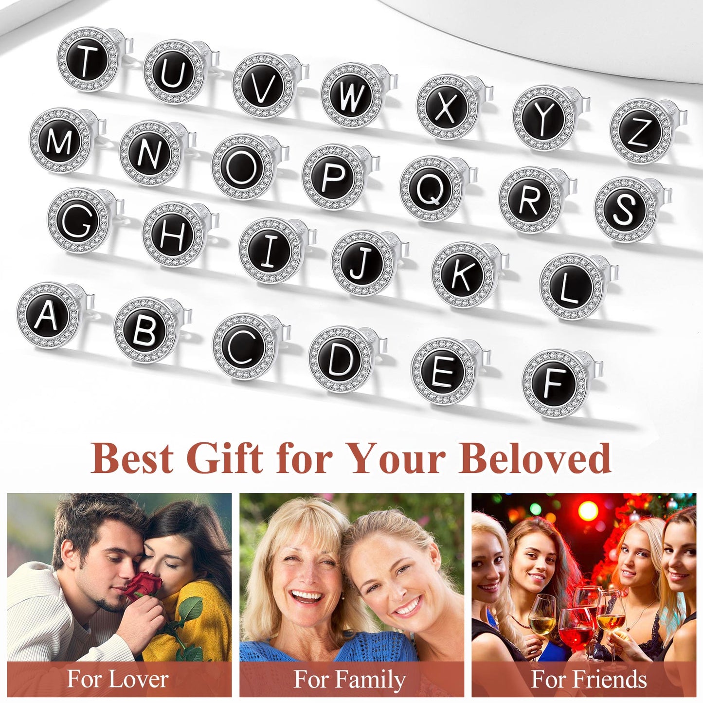 Personalized initial letter stud earrings, Best gift for loved ones