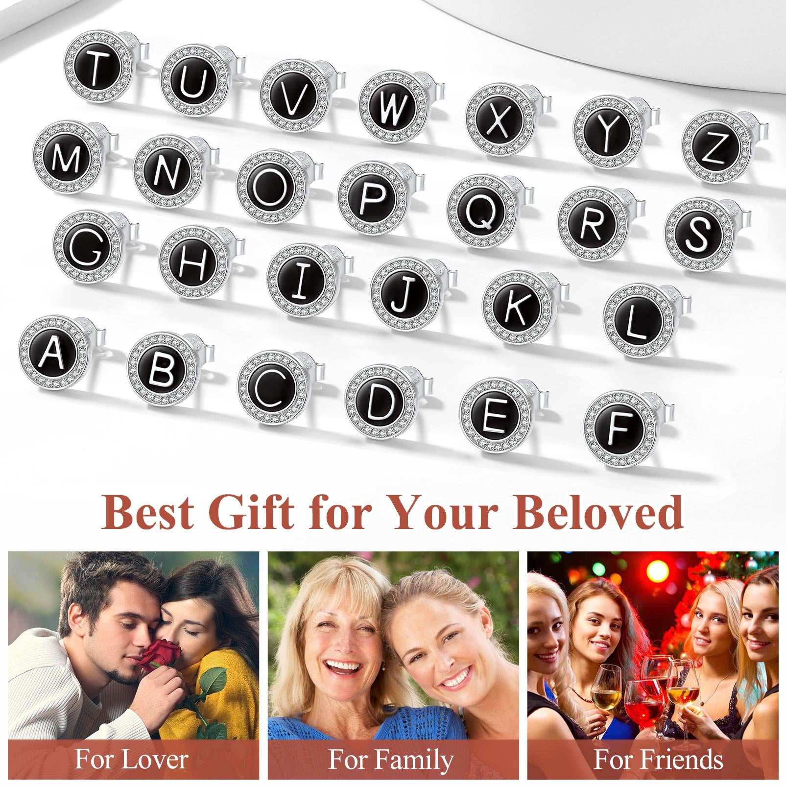 Personalized initial letter stud earrings, Best gift for loved ones