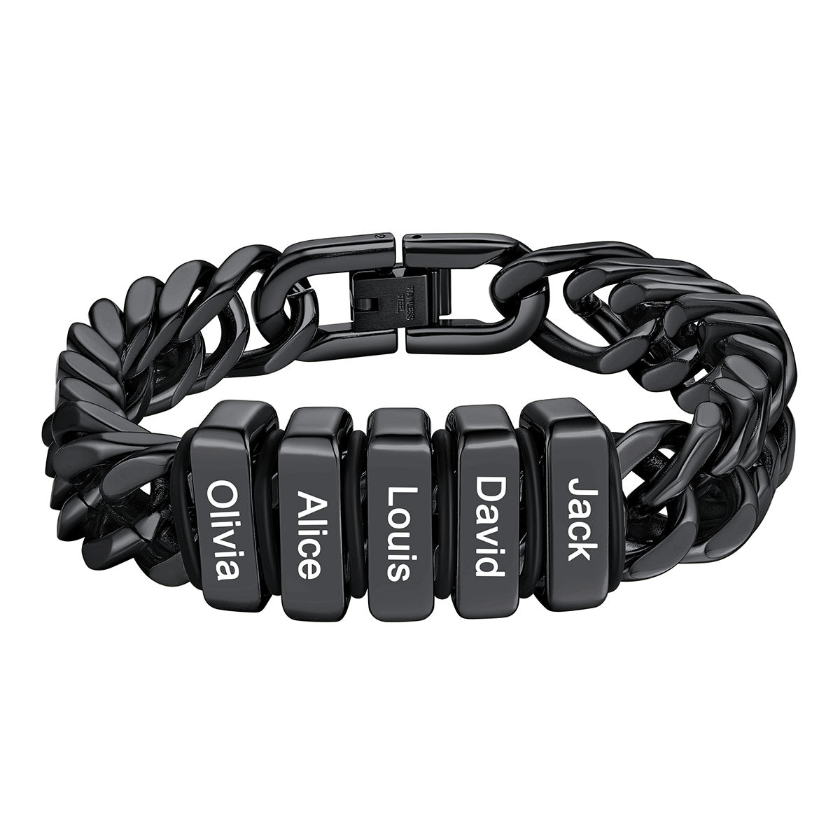 Black Plated Name Bead Bracelet