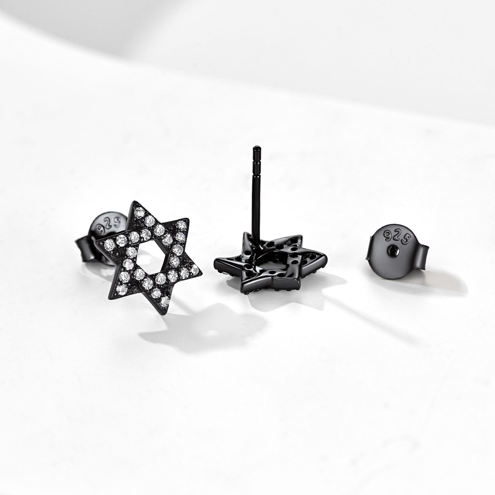 FaithHeart Star of David 925 Sterling Silver Zirconia Stud Earrings For Men Women FaithHeart