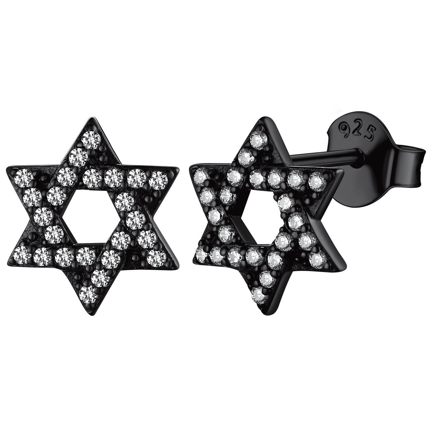 FaithHeart Star of David 925 Sterling Silver Zirconia Stud Earrings For Men Women FaithHeart