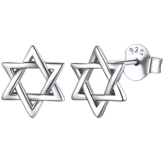 FaithHeart Star of David Jewish Sterling Silver Dainty Stud Earrings FaithHeart