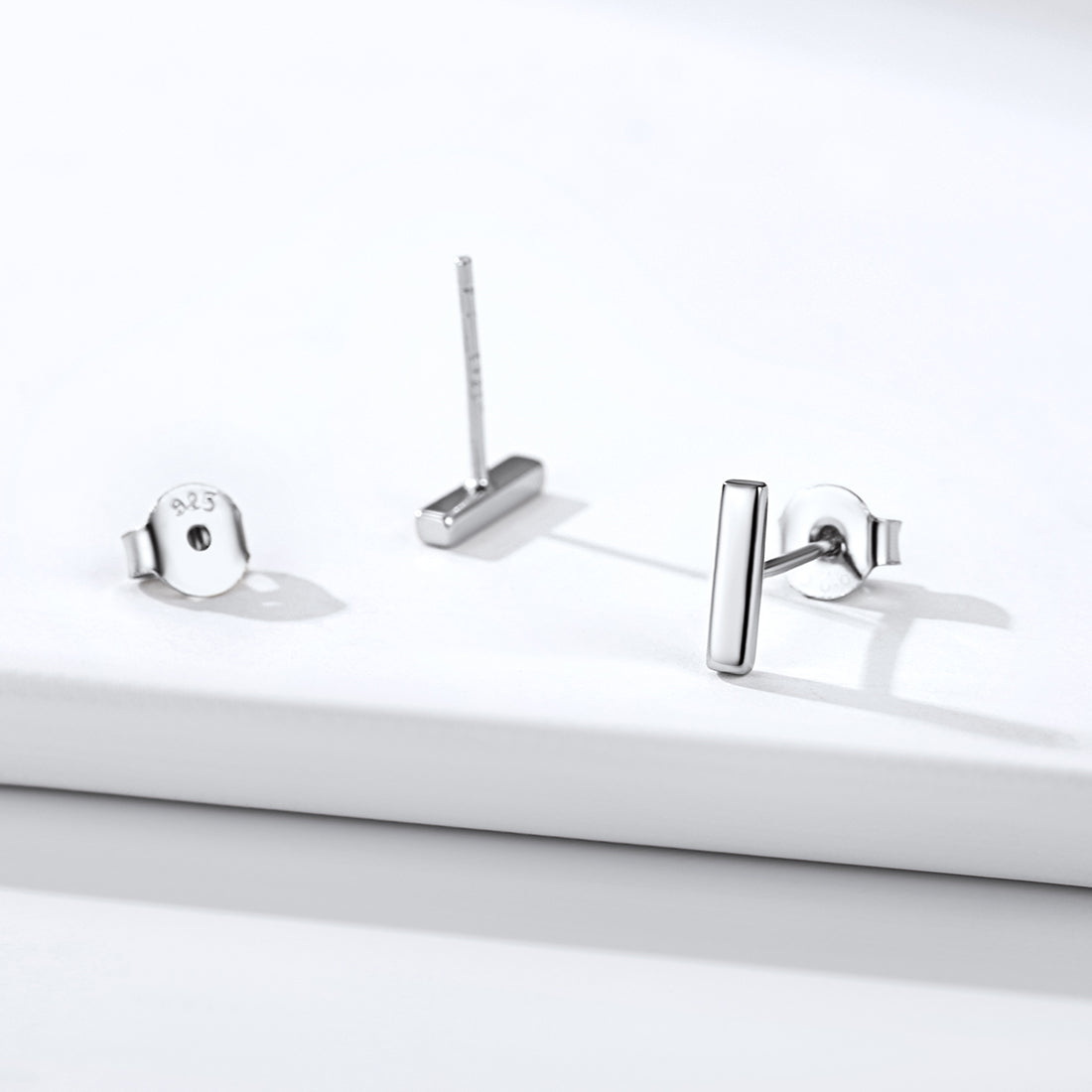 FaithHeart 925 Sterling Silver Minimalist Dainty Simple Bar Stud Earrings FaithHeart